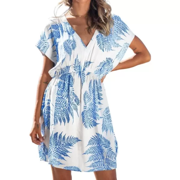 imageCUPSHE Women Leaf Print VNeck CoverUp Dress Short Sleeves Sexy Beach Cover Up Casual Summer MCUPSHE Women Leaf Print VNeck CoverUp Dress Short Sleeves Sexy Beach Cover Up Casual Summer M