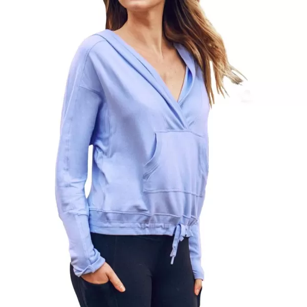 imageCUPSHE Women Light Blue Long Sleeve Drawstring HoodieCUPSHE Women Light Blue Long Sleeve Drawstring Hoodie