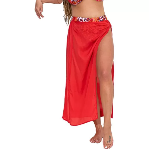 imageCUPSHE Women Long Length Sarong Tie Waist Sheer Cover Up Bathing Suit Bikini WrapsRed