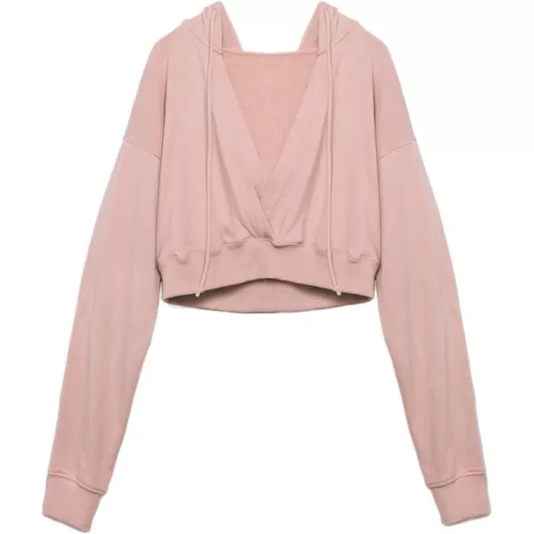 imageCUPSHE Women Long Sleeve Hoodies Drawstring Decor Crop Tops V Neck Sweatshirt Casual PulloverCUPSHE Women Long Sleeve Hoodies Drawstring Decor Crop Tops V Neck Sweatshirt Casual Pullover