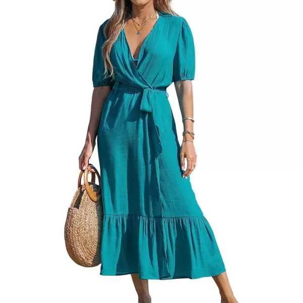 imageCUPSHE Women OpenFront CoverUp Kimono Short Sleeves Cover Up Dress Casual Summer Longline Hem Cover UpsBlue