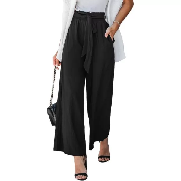 imageCUPSHE Women Pants Belted Straight Leg Pants Wide Leg Pant Casual DressyBlack