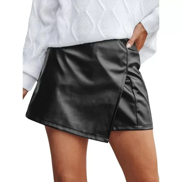 imageCUPSHE Women Pants Faux Leather High Waist Wrap Pants Wide Leg Pant CasualBlack