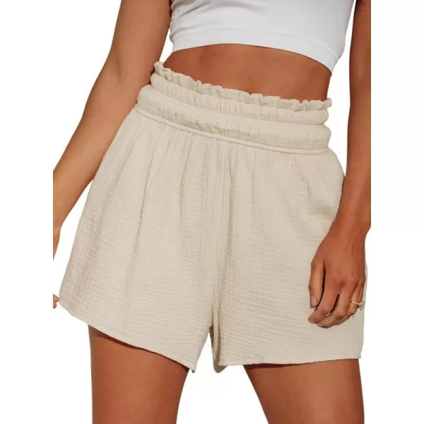 imageCUPSHE Women Pants Smocked Paperbag Waist Shorts Loose Fit Pant Wide Leg Casual BeachBeige