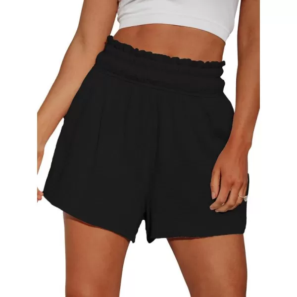 imageCUPSHE Women Pants Smocked Paperbag Waist Shorts Loose Fit Pant Wide Leg Casual BeachBlack