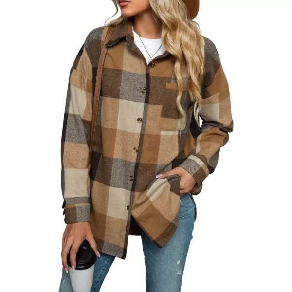 imageCUPSHE Women Plaid Oversized Jacket Winter Open Front Basic Collar Jackets CoatMulticolor