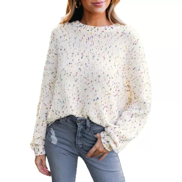 imageCUPSHE Women Pullover Sweater Rainbow Pom Ribbed Long Sleeves Colorful Jumper TopsWhite