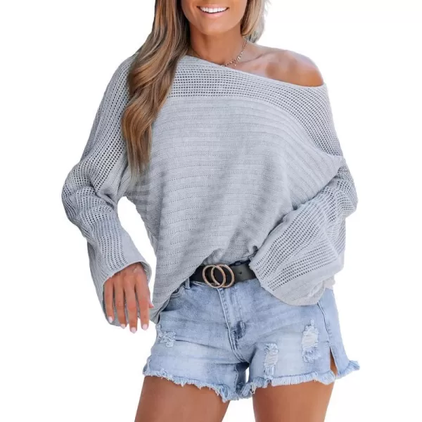 imageCUPSHE Women Pullover Sweater Ribbed OneShoulder Cutout Long Sleeves Jumper TopsGrey