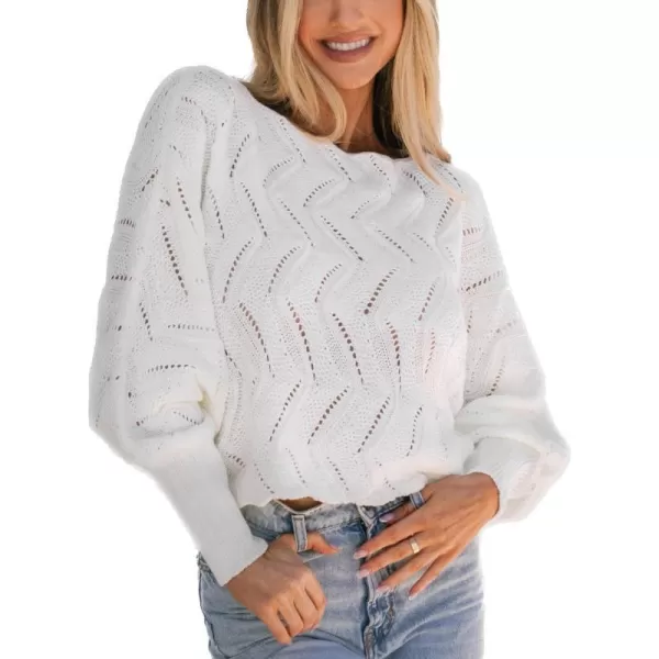 imageCUPSHE Women Pullover Sweaters Cutout Boat Neck Knit Drop Sleeve Ribbed JumperWhite