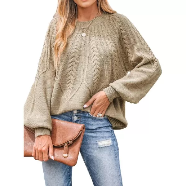 imageCUPSHE Women Round Neck Sweater Knit Casual Tops Long SleevesBeige