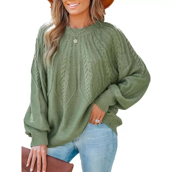 imageCUPSHE Women Round Neck Sweater Knit Casual Tops Long SleevesGreen