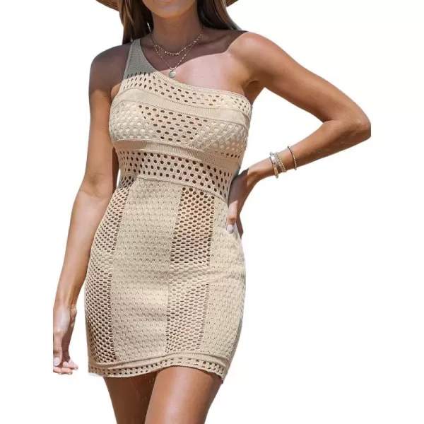 imageCUPSHE Women Sheer Crochet Bodycon CoverUp Dress Sleeveless Sexy Beach Cover Up Casual SummerCream