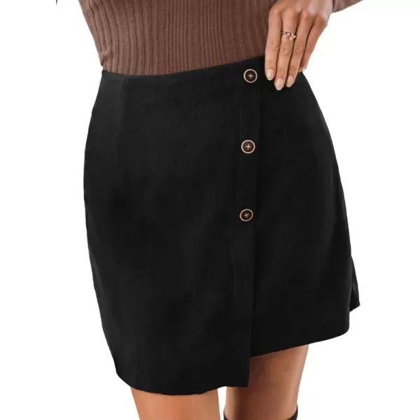 imageCUPSHE Women Skirts ButtonFront Mini Wrap Skirt Holiday HighRise Waist Short SkirtBlack