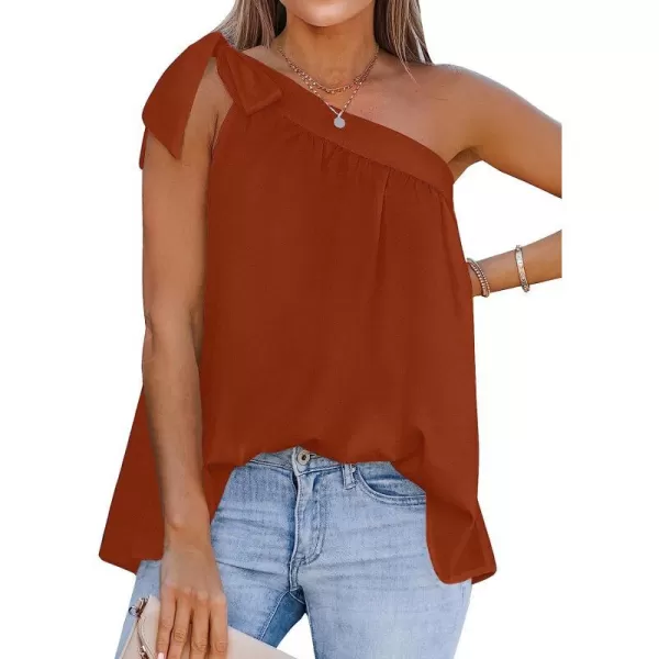 imageCUPSHE Women Summer Bow Tie OneShoulder Top Sweet Relaxed Fit Cami TopsRed