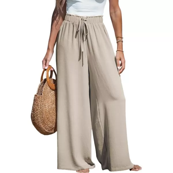 imageCUPSHE Women Summer Textured Drawstring Wide Leg Pants Long Shorts CasualGrey