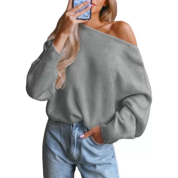 imageCUPSHE Women Sweater Dress Long Sleeve Pullover One Shoudler Sweater WhiteGray