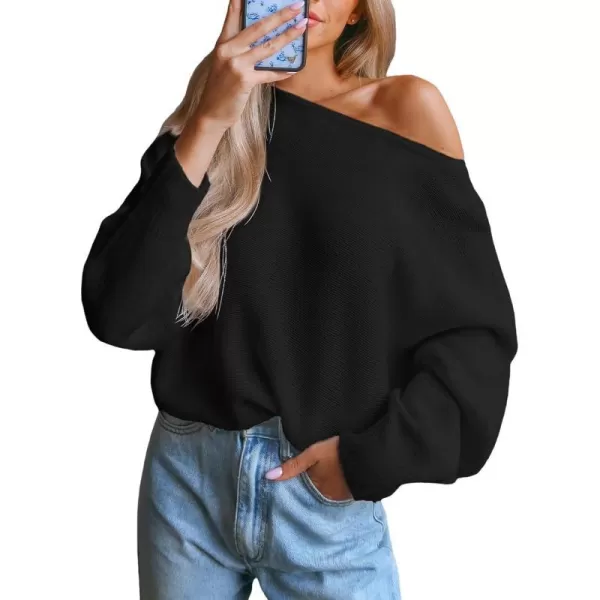 imageCUPSHE Women Sweater Dress Long Sleeve Pullover One Shoulder Sweater WhiteBlack