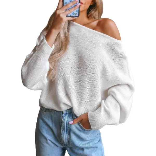 imageCUPSHE Women Sweater Dress Long Sleeve Pullover One Shoulder Sweater WhiteWhite