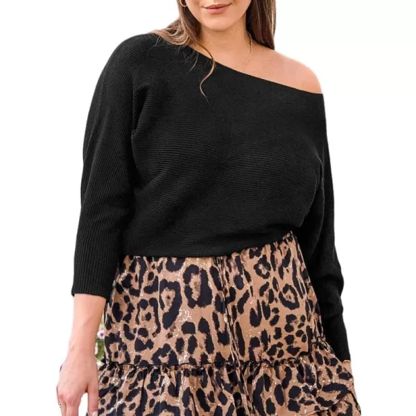imageCUPSHE Women Sweater Long Sleeve Pullover One Shoulder Black SweaterBlack