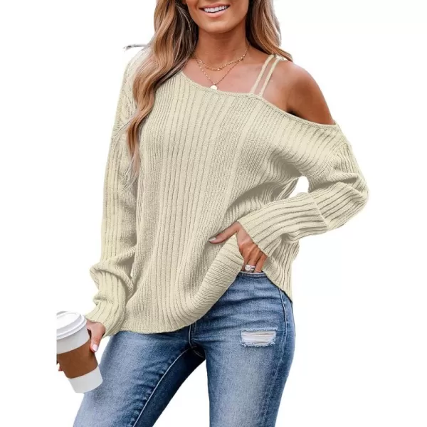 imageCUPSHE Women Sweater Long Sleeve Pullover One Shoulder SweaterOffwhite