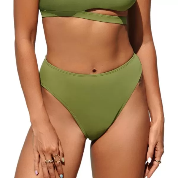 imageCUPSHE Women Swimsuit Bikini Bottom High Waisted Cheeky Bathing SuitOlive Green