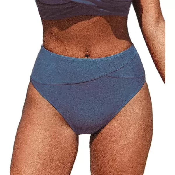 imageCUPSHE Women Swimsuit Bikini Bottom High Waisted Full Coverage Asymmetrical Bathing SuitAegean Blue