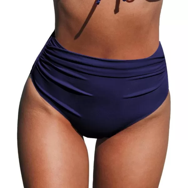imageCUPSHE Women Swimsuit Bikini Bottom High Waisted Full Coverage Tummy Control Bathing SuitNavy Blue