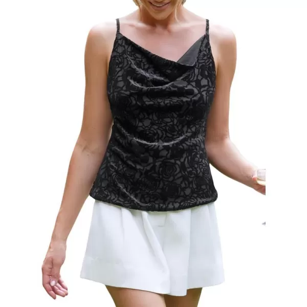 imageCUPSHE Women Tops Sequin V Neck Cami Sleeveless Tee Shirt Dressy CasualBlack