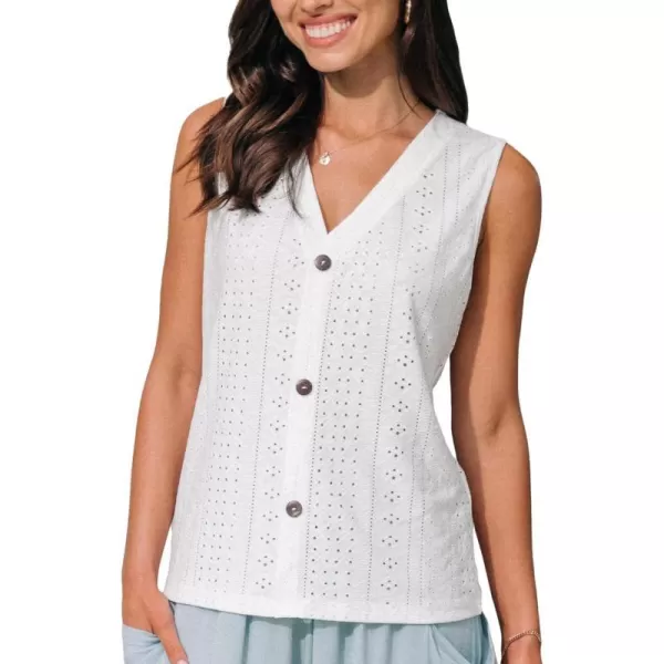 imageCUPSHE Women Tops V Neck Tank Lace Halter Sleeveless Tee Shirt CasualWhite