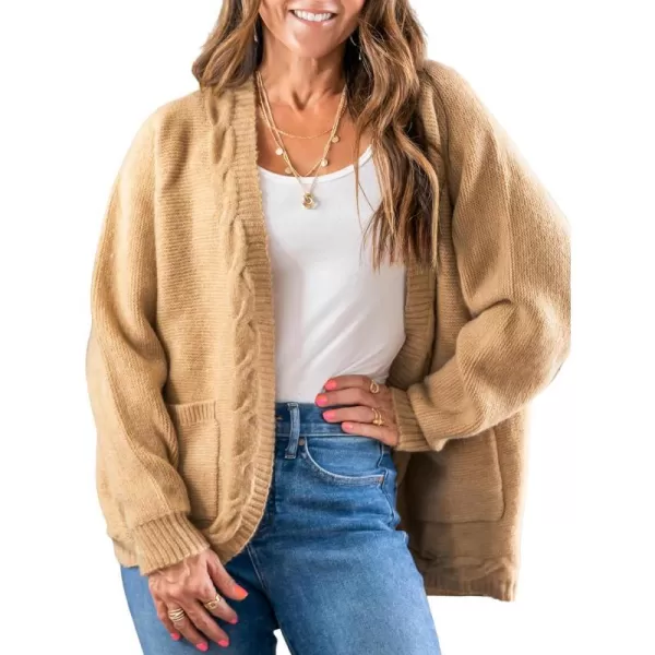 imageCUPSHE Women V Neck Brown Cardigans Knit Sweater Casual Tops Long SleevesBrown