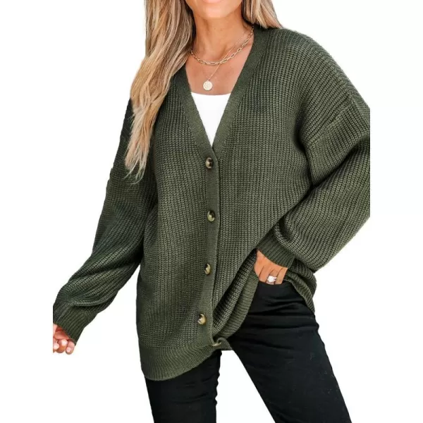imageCUPSHE Women V Neck Cardigan Sweater Knit Casual with Long SleevesOlive