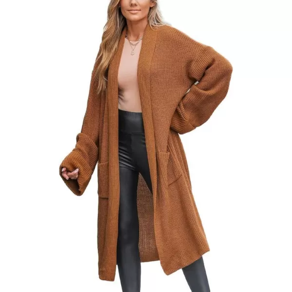 imageCUPSHE Women V Neck Long Cardigans Knit Sweater Casual Tops Long SleevesBrown