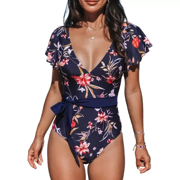 Navy Blue/Red Floral