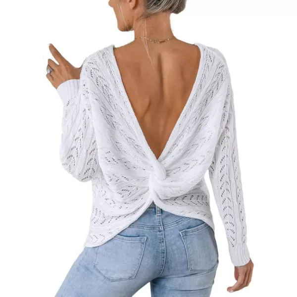 imageCUPSHE Women V Neck Sweater Long Sleeve Dress Pullover White SweaterWhite