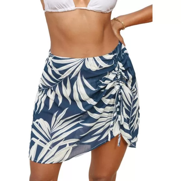 imageCUPSHE Womens Bathing Suit Cover Up Mini Skirt 2024 Drawstring Beach Skirts Swimwear CoverupsNavy