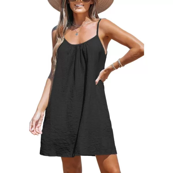imageCUPSHE Womens Bathing Suit Cover Up Scoop Neck Swim Cover Ups Sleeveless Beach Cover Up DressBlack