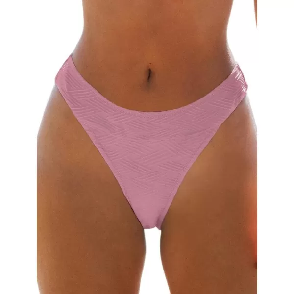 imageCUPSHE Womens Bikini Bottom High Cut Mid Waist Cheeky Bathing SuitPink