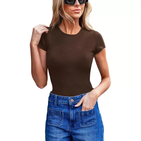 imageCUPSHE Womens Bodysuit Round Neck Short Sleeve Shapewear Sculpting Butt Lifter Thigh Slimmer Body ShaperBlack