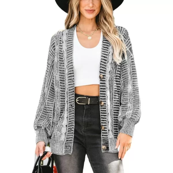 imageCUPSHE Womens Button Down Open Front Cardigan Long Sleeve Lightweight Knit Sweater Casual OuterwearBlack Stripe