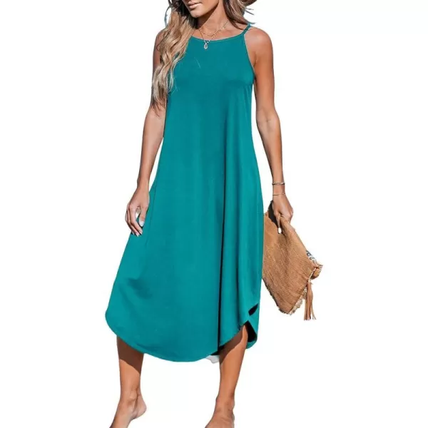 imageCUPSHE Womens Cami Maxi Dress Sleeveless V Neck Solid Dresses Casual SummerLake Blue Upgraded