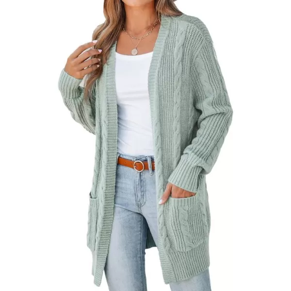 imageCUPSHE Womens Cardigan Sweaters OpenFront Fashion Cable Knit Dropped Long Sleeve Ribbed CoatGreen