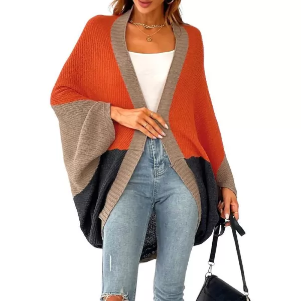 imageCUPSHE Womens Casual Color Block Ribbed Knit Cardigan Oversized Wrap Sweater with Long SleevesMulticolor