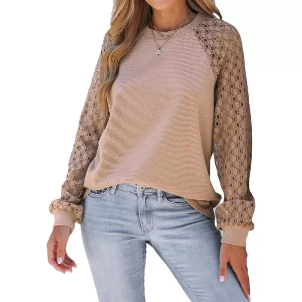imageCUPSHE Womens Casual Mock Neck Blouse Rib Knit Tops Long Sleeve Shirts with Cutout DetailsApricot