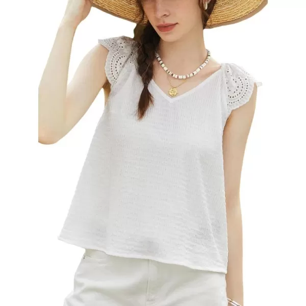 imageCUPSHE Womens Casual Sleeveless Tops HeartShaped Ruffle Blouses 2024 Summer Top TeeWhite