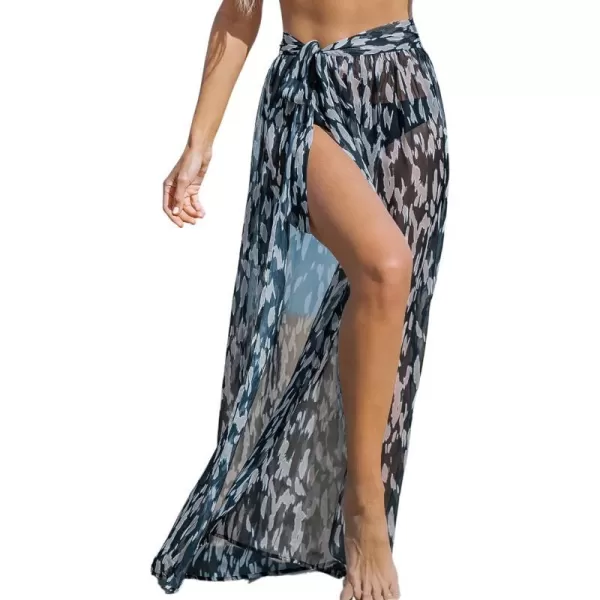 imageCUPSHE Womens Casual Tie Side Bathing Suit Cover Up Maxi Length Sarong Summer Swim with High WaistBlack