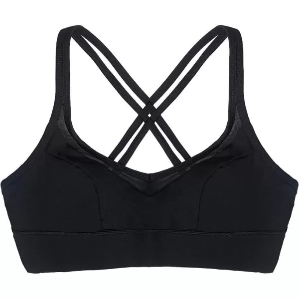 imageCUPSHE Womens Contrast Mesh Sports Bra Strappy Criss Cross Sports Bra Medium Support Padded Yoga TopBlack