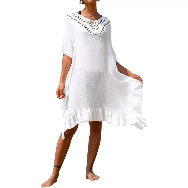 imageCUPSHE Womens Cover Up Fringe Hem Loose Waisted Knee Length BeachwearPearl White