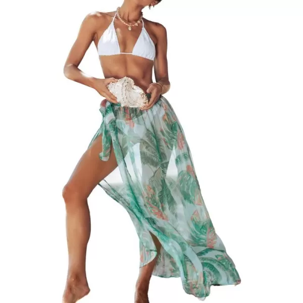 imageCUPSHE Womens Cover Up Sarong Pareo Swimwear Skirt Semi Sheer Self Tie Sash Belt Beach Maxi Coverups SummerGreen