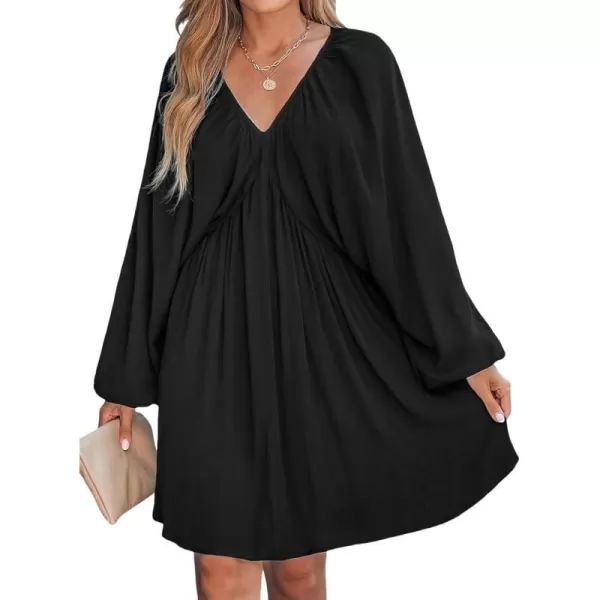 imageCUPSHE Womens Dress Long Sleeve Backless Tassel Tie Flowy Mini Dresses Long Sleeves CasualBlack