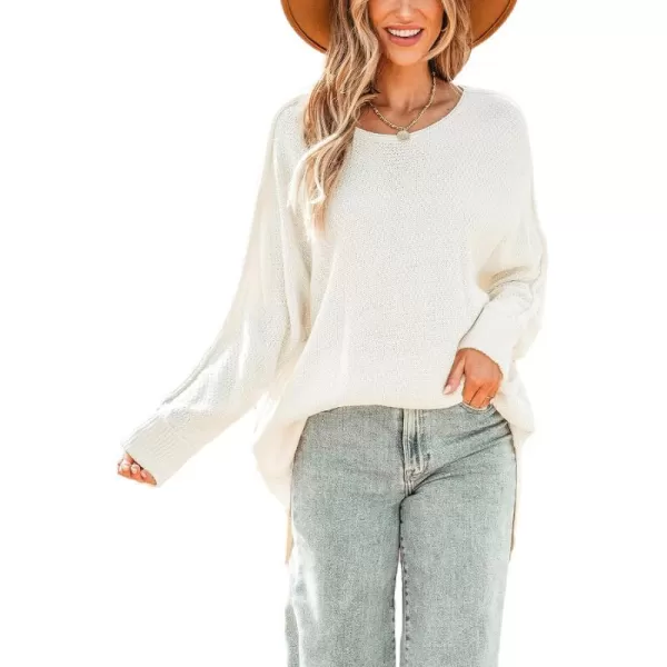 imageCUPSHE Womens Fall Casual Balloon Sleeve One Shoulder Pointelle Knit Loose Pullover Sweater Winter BlouseWhite